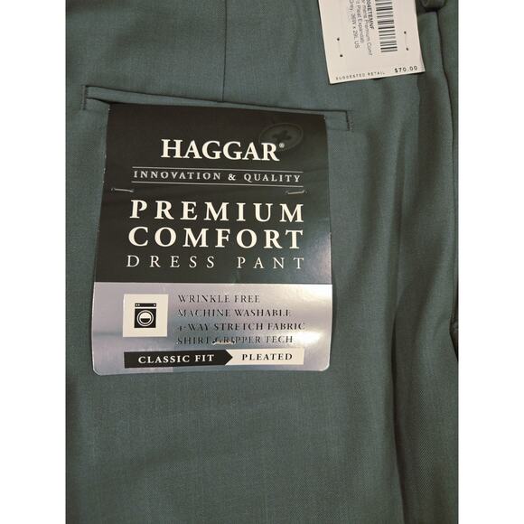 Haggar Premium Comfort Pleated Dress ants Classic Fit Medium Grey - Picture 8 of 8